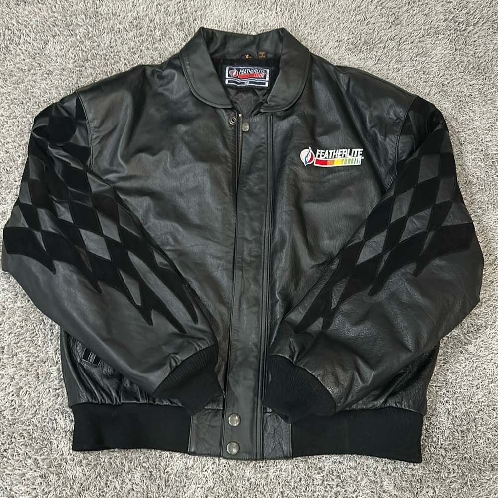 Vintage black Featherlite racing leather/ suede XL jacket made in china.